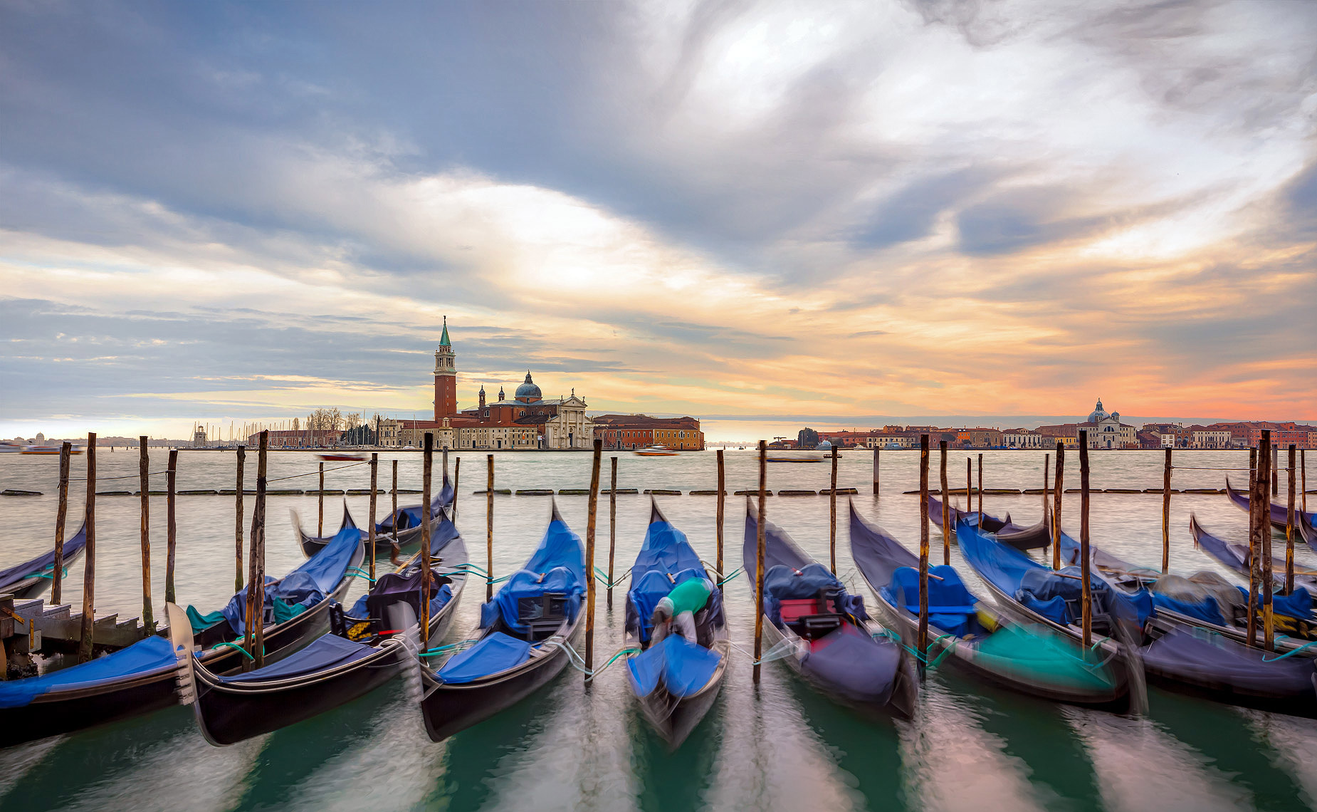 Venice, Italy - Gondola dock & San Giorgio Maggiore
