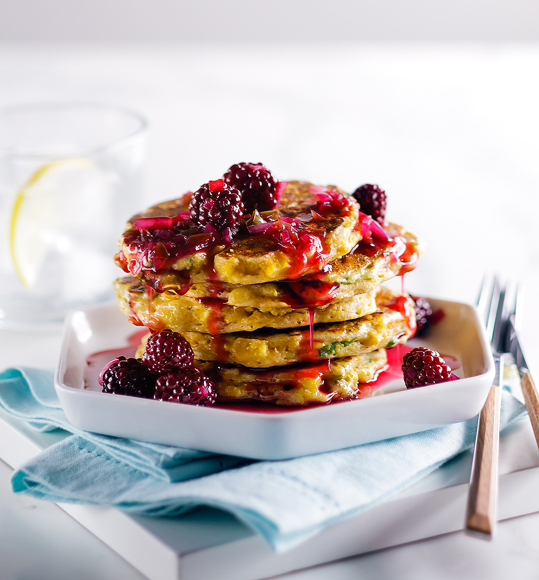 Fritters Stack with Blackberries