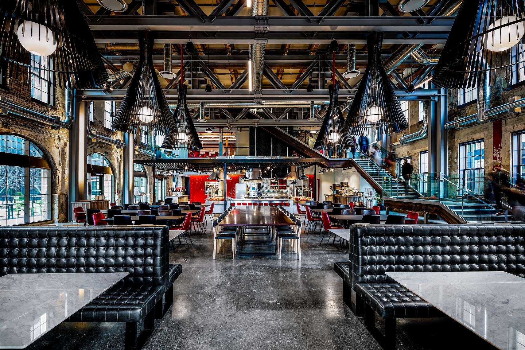 Google headquarters, Waterloo, Canada - Employee Cafeteria. Design by IN Studio