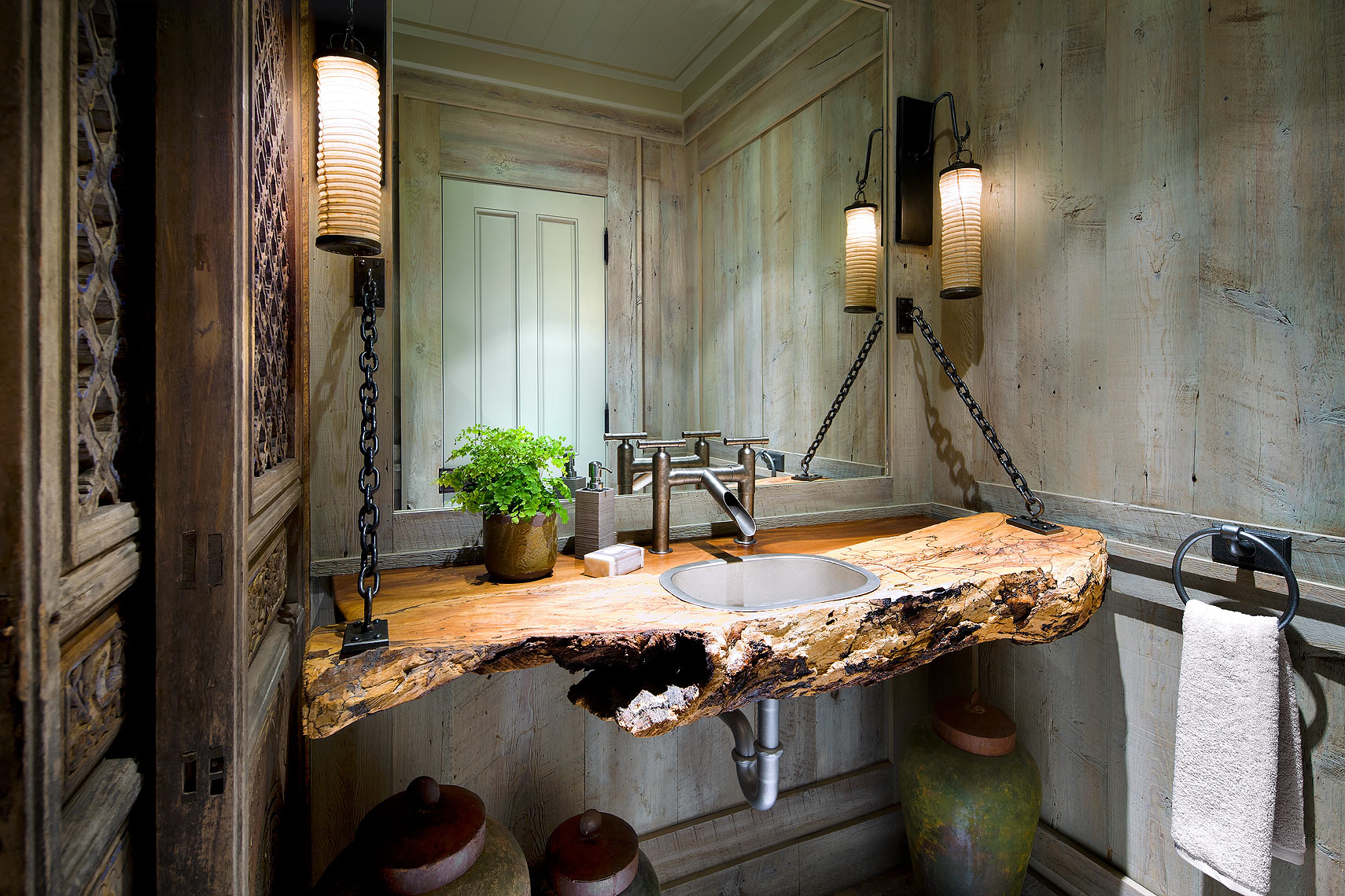 Rustic Industrial Asian Bathroom