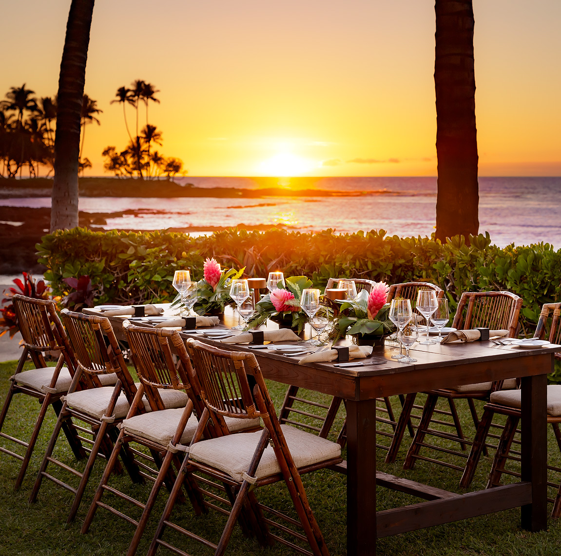 Fairmont Orchid Resort, Big Island, Hawaii - outdoor sunset dining