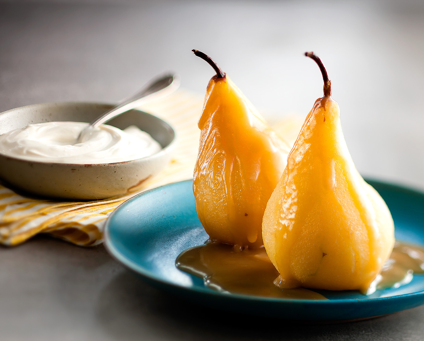 Poached Pears with Maple Cream Sauce